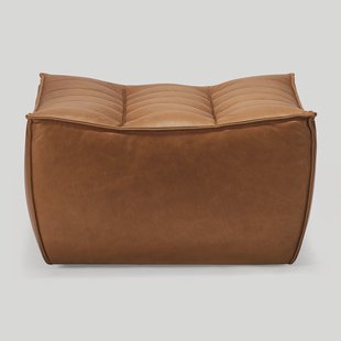 Ethnicraft Hocker 'N701' Leder, 70 x 70cm, kleur Old Saddle