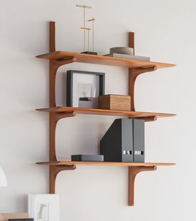 Ethnicraft Wandrek 'PI' Gevernist Mahoniehout, Met 3 planken, kleur Bruin