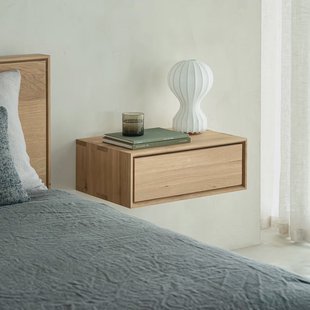 Ethnicraft Zwevend Nachtkastje 'Nordic' Geolied Eikenhout, kleur Naturel