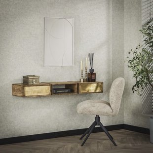 LifestyleFurn Hangende Kaptafel 'Renée' Mangohout en brass, 123 x 30cm