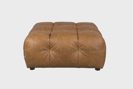 Dutchbone Hocker 'Hackman' Leder, kleur Cognac