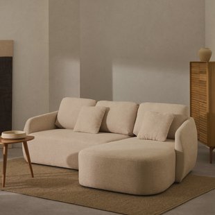 Kave Home 3-zits Lounge Slaapbank 'Laira' Rechts, Chenille, kleur Beige