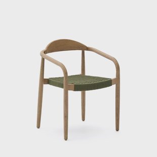 Kave Home Tuin / Eetkamerstoel 'Nina' Acaciahout, kleur Donkergroen