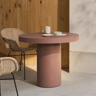 Kave Home Ronde Bistrotafel 'Aiguablava' Beton, 90cm, kleur Terracotta