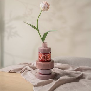 By-Boo Vaas 'Golas' Mondgeblazen glas, kleur Burgundy