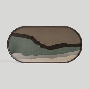Ethnicraft Ovaal Dienblad 'Wabi Sabi' 71 x 36cm, kleur Graphite