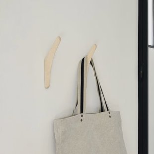 Ethnicraft Wandhaak 'PI' Mahoniehout, Set van 2 stuks, kleur Naturel