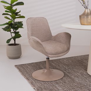 WOOOD Verstelbare Eetkamerstoel 'Marten' Geweven stof, kleur Zand