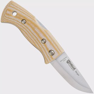 Helle 761 Berget, 200763, Satin Sandvik 12C27, Beige Canvas Micarta bushcraft zakmes