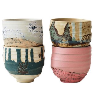 HKliving Artist Ceramics Koffie Kop Set Van 4