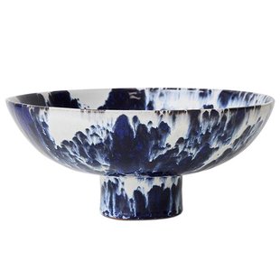 HKliving Ceramic Schaal Op Voet Indigo