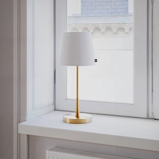 By Rydéns By Rydens tafellamp Lumi, 49 cm, goud/wit, textiel