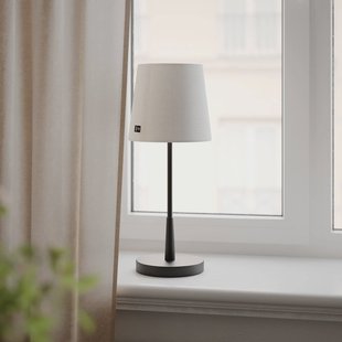 By Rydéns By Rydens tafellamp Lumi, 49 cm, zwart/wit, textiel