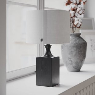 By Rydéns By Rydens tafellamp Woody, hoogte 41 cm, zwart/wit, hout