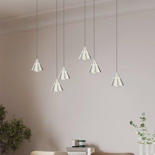 Trio Lighting LED hanglamp Romeo, lengte 75 cm, nikkelkleurig metaal, 6-lamps.