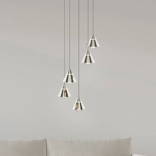Trio Lighting LED hanglamp Romeo, Ø 28 cm, nikkelkleurig, metaal, 5-lamps.