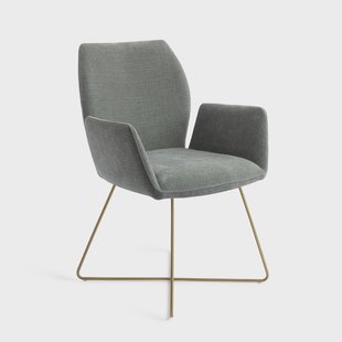 Jesper Home Eetkamerstoel 'Misaki' Cross Gold, kleur Breezy Blue