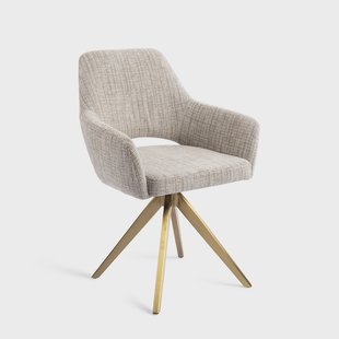 Jesper Home Draaibare Eetkamerstoel 'Yanai' Turn Gold, kleur Caramel Grid