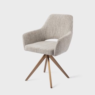 Jesper Home Draaibare Eetkamerstoel 'Yanai' Turn Rose, kleur Caramel Grid