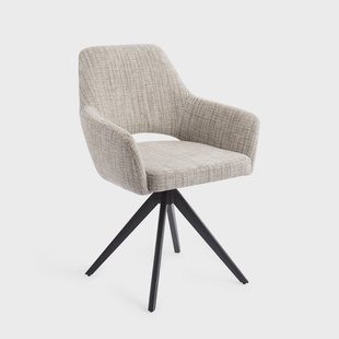 Jesper Home Draaibare Eetkamerstoel 'Yanai' Turn Black, kleur Caramel Grid