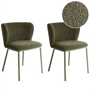 Beliani - MINA II - Eetkamerstoel set van 2 - Donkergroen - Boucle