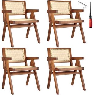 tectake® Eetkamerstoel Lizzy met Weens vlechtwerk in boho-stijl