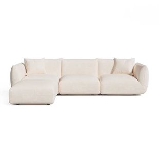 5-6 zits modulaire hoekbank in crème chenille fluweel