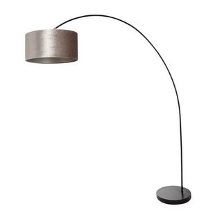 Mexlite - vloerlamp - Solva - zwart - metaal stof - booglamp - E27 -