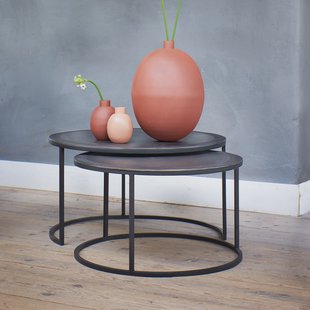 Light & Living Salontafel 'Talca' Set van 2 stuks, 67/75cm, kleur Antiek Koper/Brons