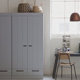 WOOOD Kledingkast 'Connect' 2 deuren en 2 laden, kleur Betongrijs