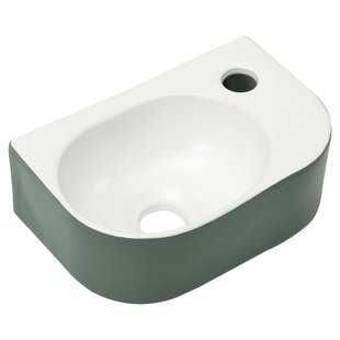 Waskom Differnz Lina fontein Keramiek 30x20x10 cm Groen/ hoogglans wit