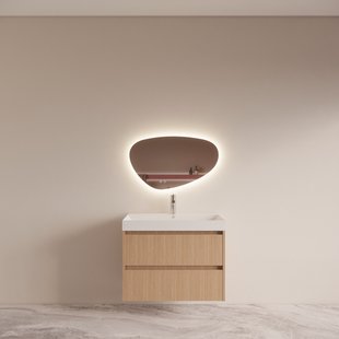 Badmeubelset BWS Riga Met Lako Wastafel Wit 80 cm Licht Eiken Japandi