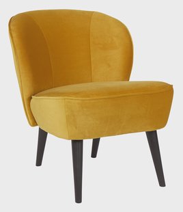 WOOOD Fauteuil 'Sara' Velvet, kleur Okergeel