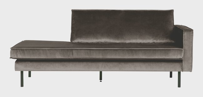 WOOOD Daybed 'Rodeo' Rechts, Velvet, kleur Taupe