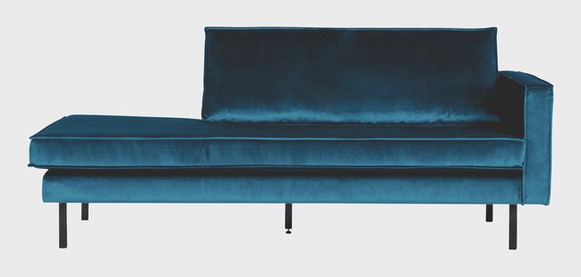 WOOOD Daybed 'Rodeo' Rechts, Velvet, kleur Blauw
