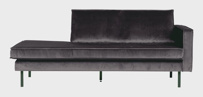 WOOOD Daybed 'Rodeo' Rechts, Velvet, kleur Antraciet