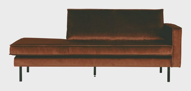 WOOOD Daybed 'Rodeo' Rechts, Velvet, kleur Roest