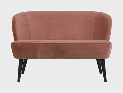 WOOOD Bankje 'Sara' Velvet 110cm, kleur Oudroze