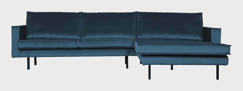 WOOOD Loungebank 'Rodeo' Rechts, Velvet, kleur Blauw