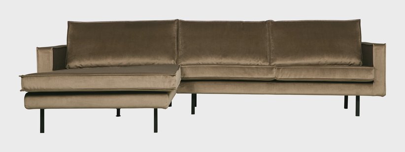 WOOOD Loungebank 'Rodeo' Links, Velvet, kleur Taupe