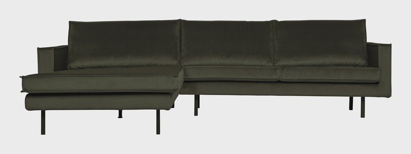 WOOOD Loungebank 'Rodeo' Links, Velvet, kleur Dark Green
