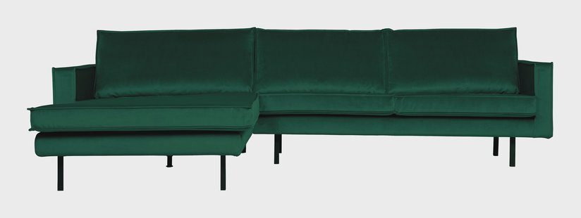 WOOOD Loungebank 'Rodeo' Links, Velvet, kleur Green Forest