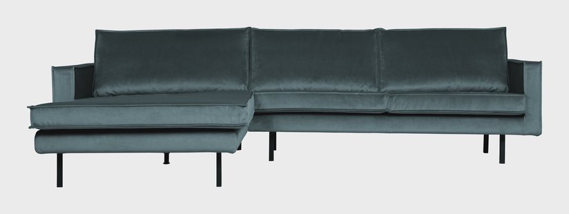 WOOOD Loungebank 'Rodeo' Links, Velvet, kleur Teal