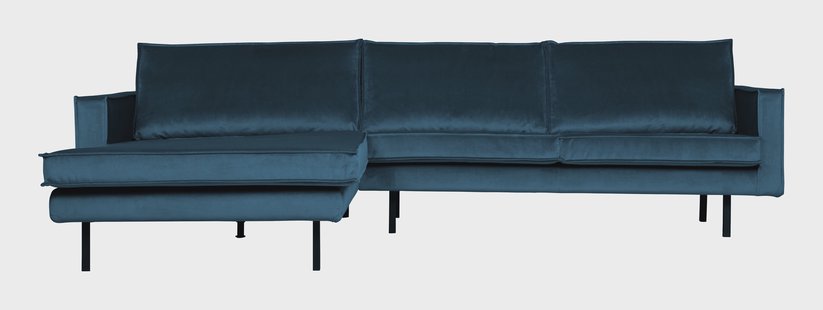 WOOOD Loungebank 'Rodeo' Links, Velvet, kleur Blauw
