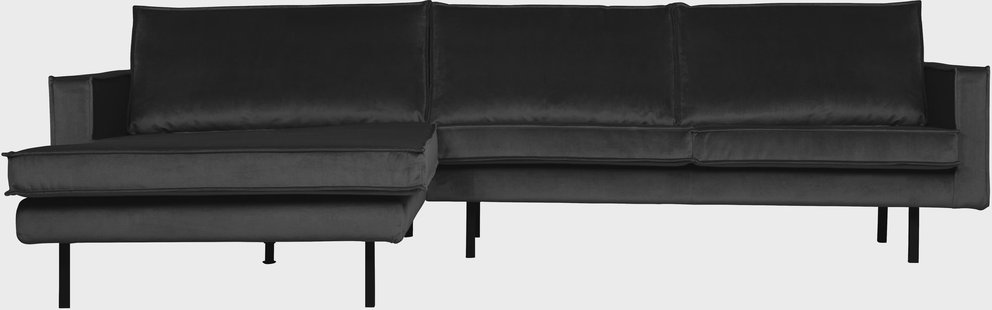 WOOOD Loungebank 'Rodeo' Links, Velvet, kleur Antraciet