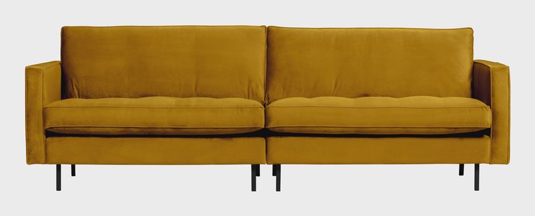 WOOOD Bank 'Rodeo' 3-zits, Velvet, kleur Oker