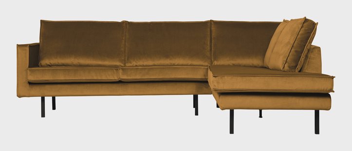 WOOOD Hoekbank 'Rodeo' Rechts, Velvet, kleur Oker