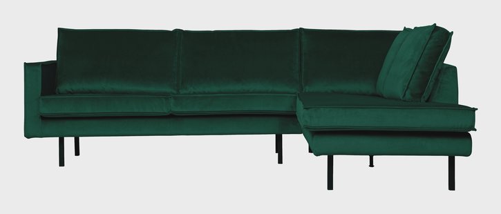 WOOOD Hoekbank 'Rodeo' Rechts, Velvet, kleur Green Forest