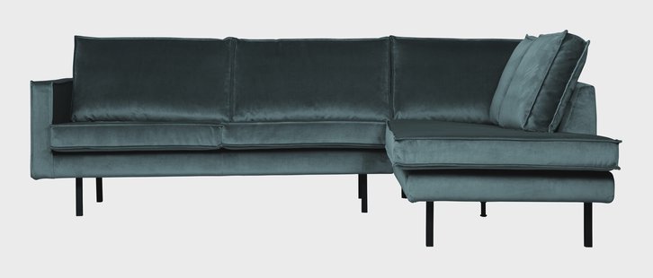 WOOOD Hoekbank 'Rodeo' Rechts, Velvet, kleur Teal