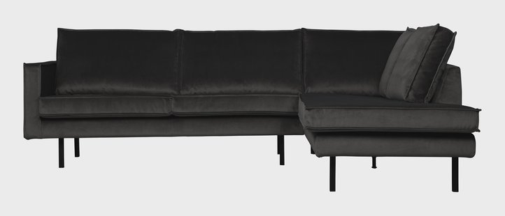 WOOOD Hoekbank 'Rodeo' Rechts, Velvet, kleur Antraciet